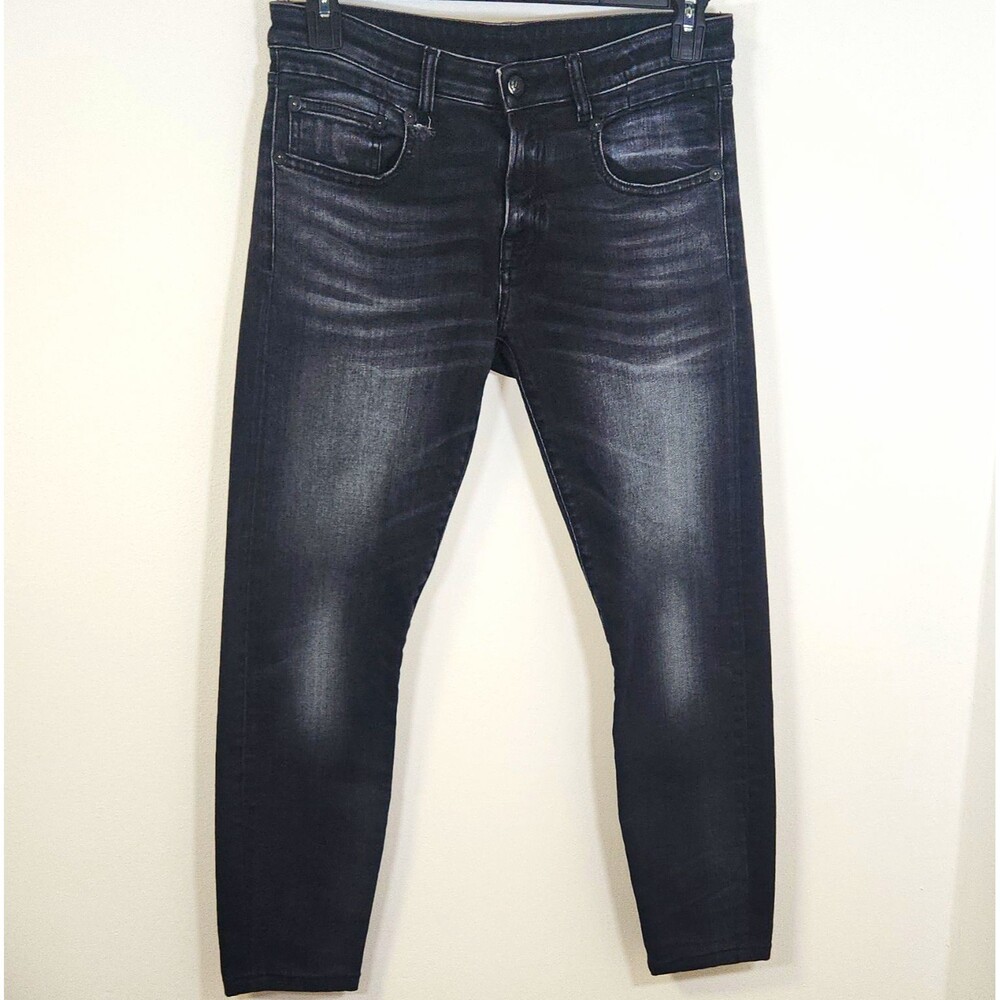 R13 Women's Boy Skinny Dark Wash Gray Stretch Denim Jeans Made in Italy Size 27